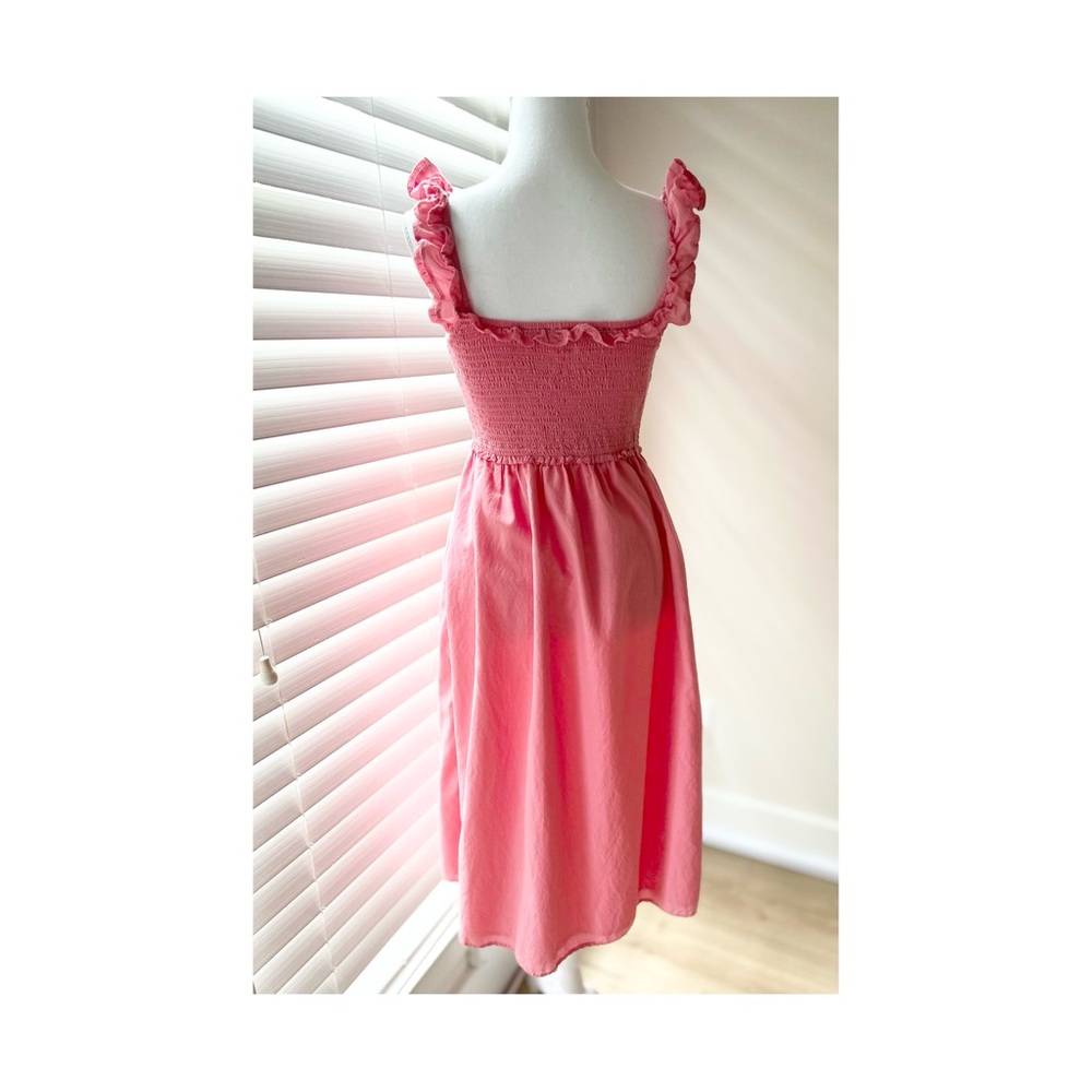 Wilfred Pink Smocked Midi Sundress with Ruffle Straps - Picture 4 of 5